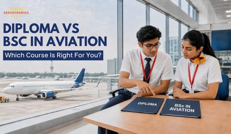 Aviation students choosing between diploma and degree program"